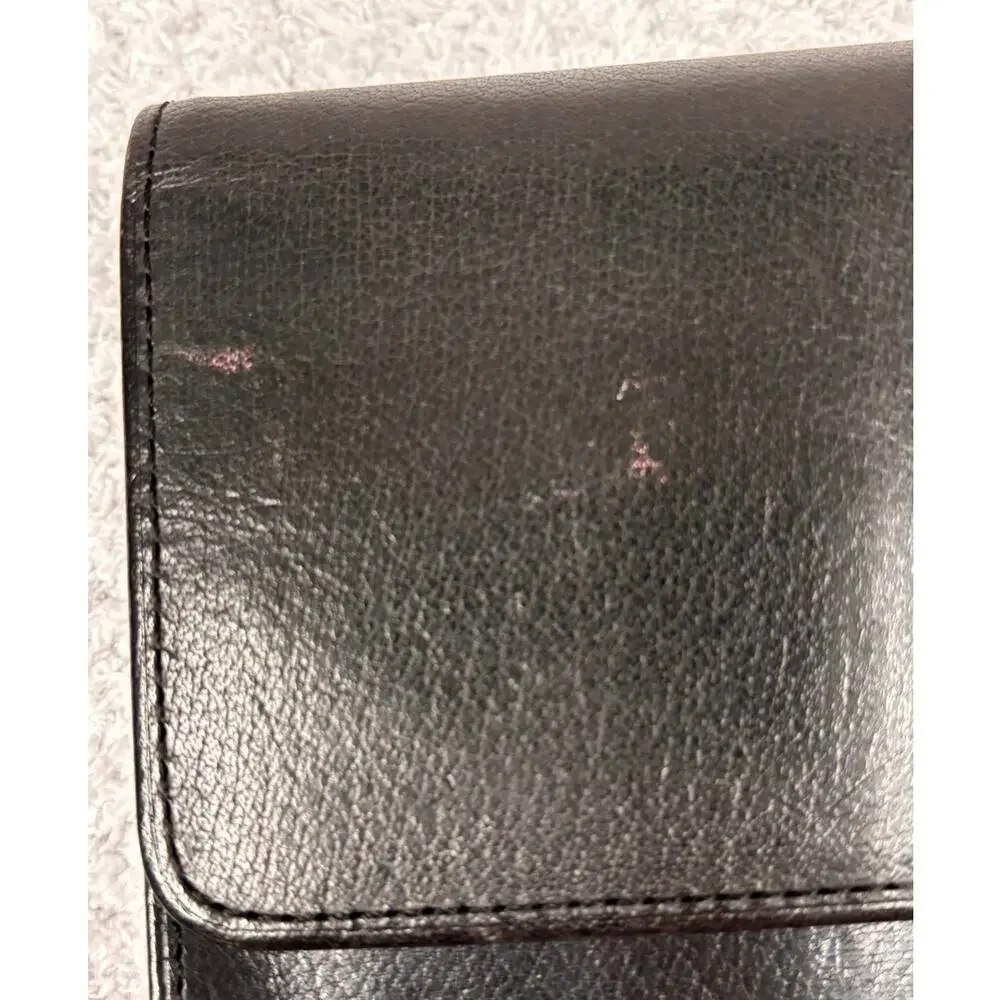 Vintage Coach Black Water Buffalo Leather French Wallet #80660